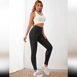 Shein workout leggings with mesh panels and pocket